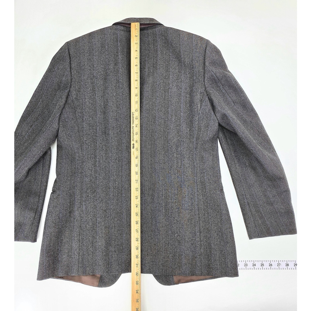 Montebello Italian Wool Blazer Men 42R Gray Blue Pinstripe Quite Luxury - Picture 14 of 16